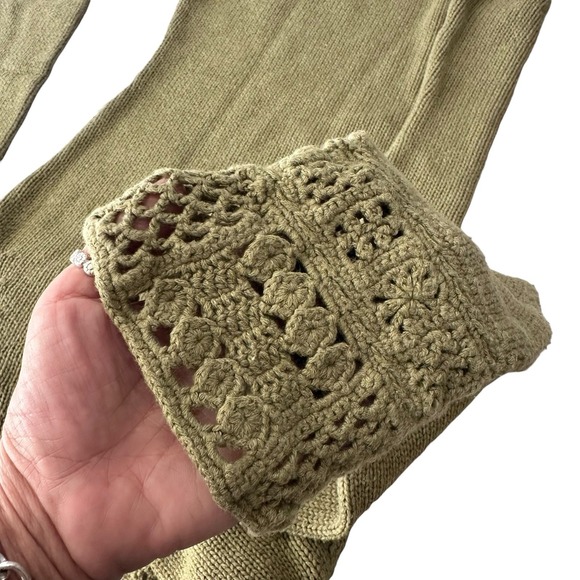 Liz Claiborne Green Crochet Knit Sweater Size Small Cottagecore Preppy Stylish - Picture 5 of 9